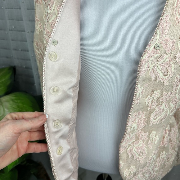 Designer Victor Costa Nahdree Princess Pink Gold Lacework Blazer Jacket Size 6 - Picture 3 of 11